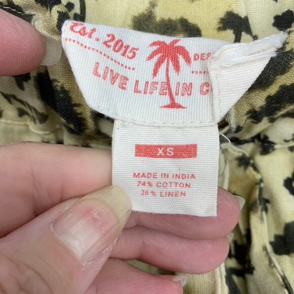 Sigal Felina Paper Bag Pants Sz XS Linen Blend Leopard Print Pull On Beachy - Picture 5 of 7